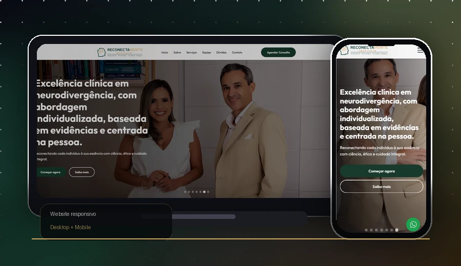 Preview mobile do projeto de criação de site Reconectamente