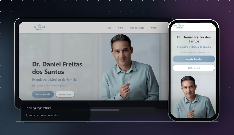 Preview mobile da landing page do Dr. Daniel para captação de leads